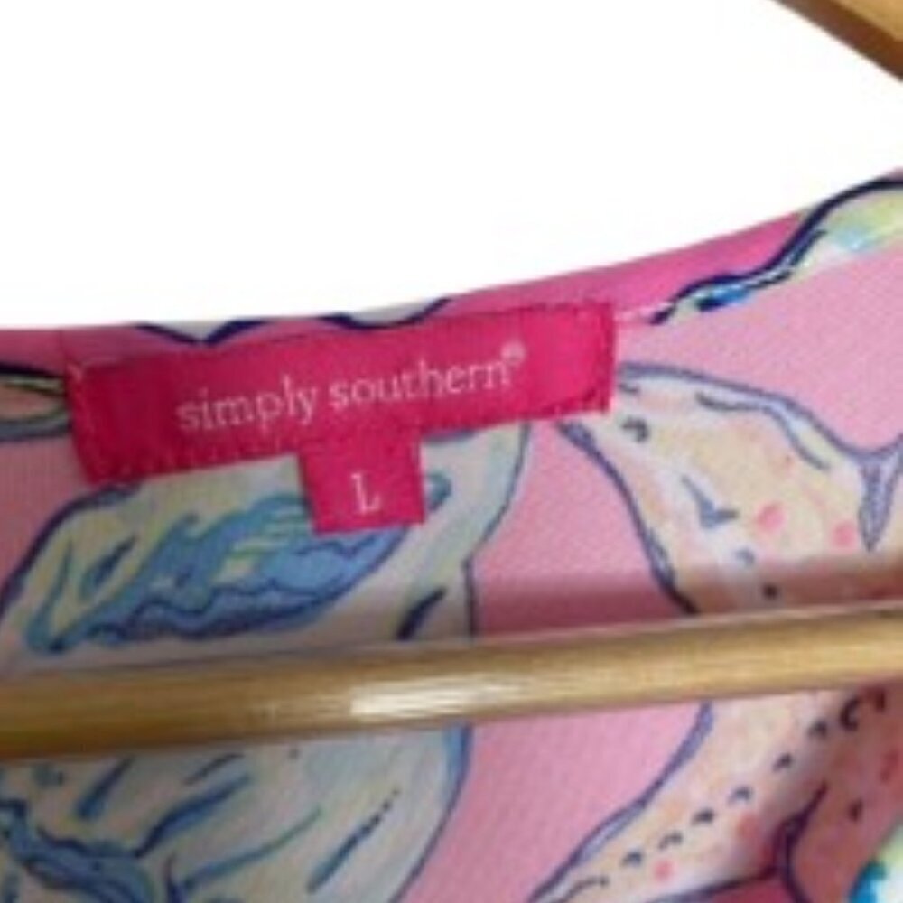 Simply Southern Pink Shell Print Maxi Dress Large - Picture 2 of 4